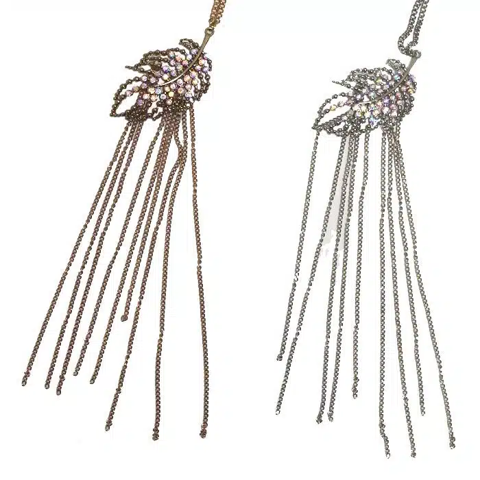 Tassel Chain Necklace with Leaf Long Leaf design necklace