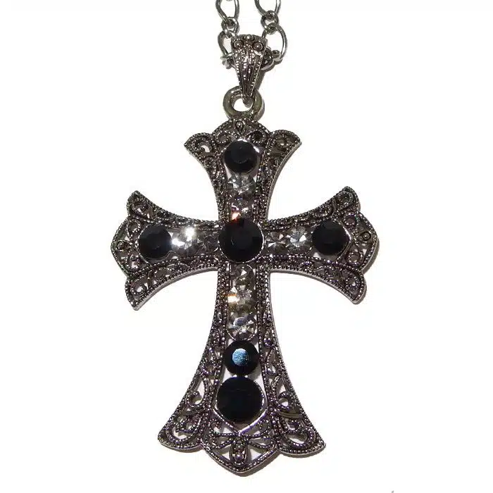 Filigree Bordered Cross Necklace Vintage Cross Necklace