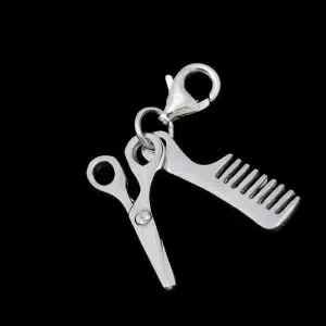 Scissors and comb charm