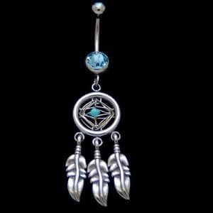 Dream catcher belly piercing