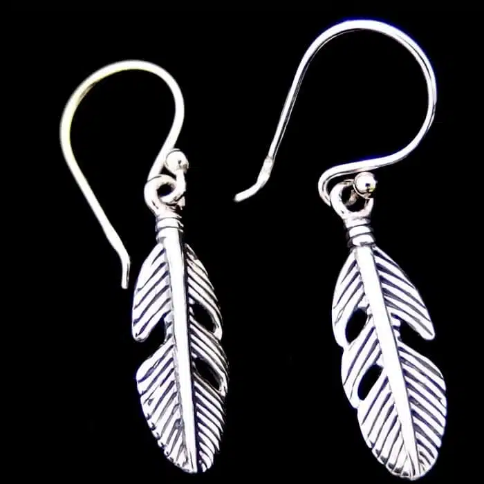 Cut out Silver feather earrings NZ Sterling Silver feather earrings NZ