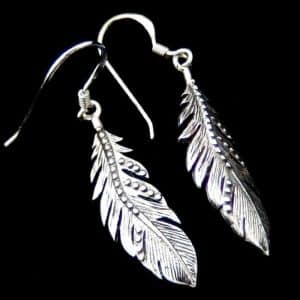 Sterling silver feather earrings