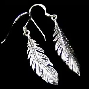 Sterling silver feather earrings