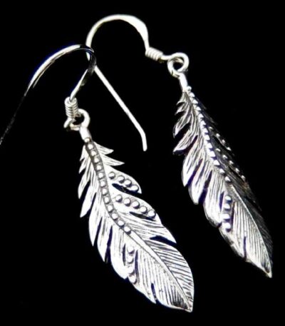 Sterling silver feather earrings
