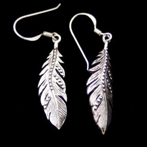 Sterling silver feather earrings