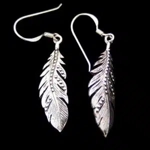 Sterling silver feather earrings