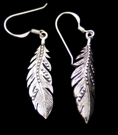 Sterling silver feather earrings