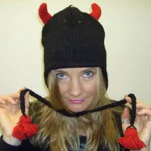 Black red devil wool hat