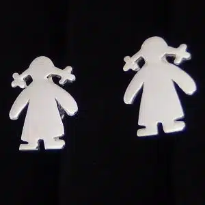 Pigtails Girl Silver Studs