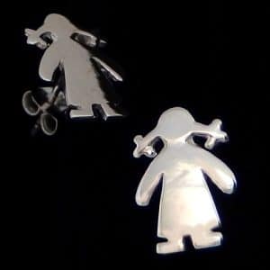 Pigtail girl silver studs