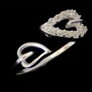 Silver CZ Heart Ring