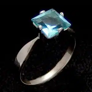 Aqua silver ring