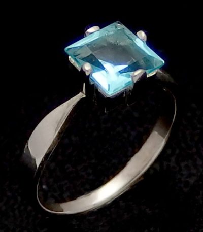 Aqua silver ring