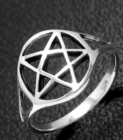 Silver pentacle ring