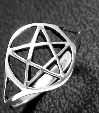 Silver pentacle ring