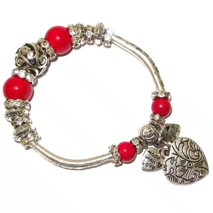 Filigree Ball Bead Bracelets with Hearts chunky vintage bracelet