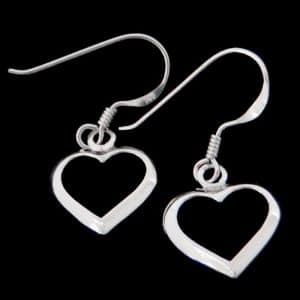 Silver heart dangle earrings