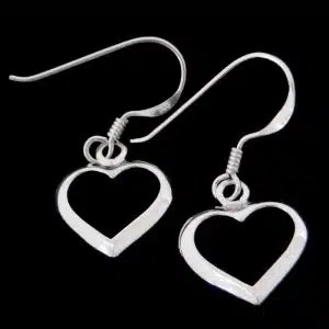 Silver heart dangle earrings