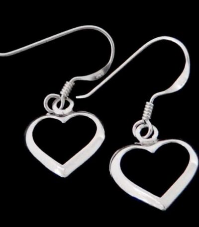 Silver heart dangle earrings