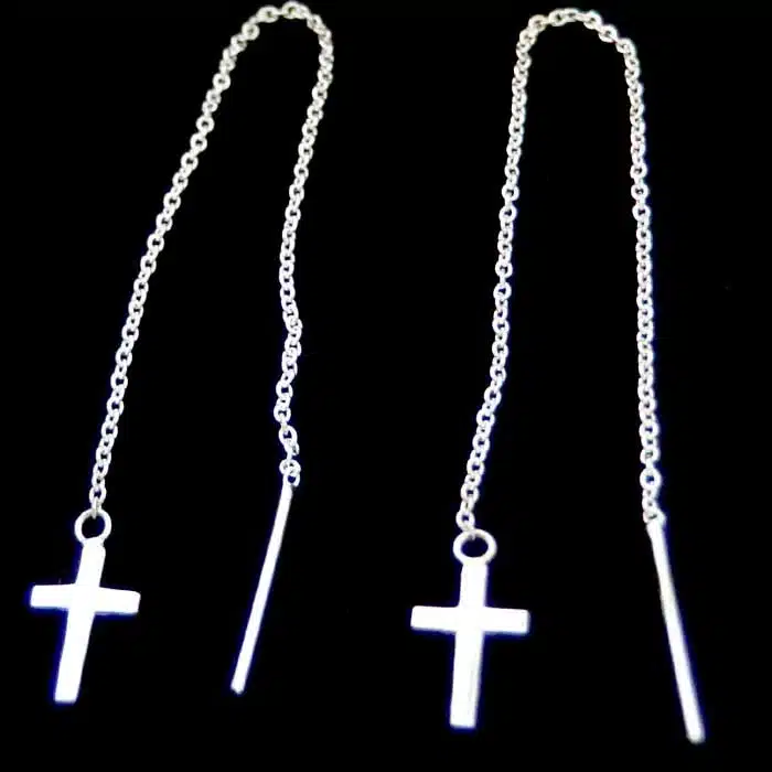 Cross Thread Earrings Sterling Silver Silver Cross Earrings