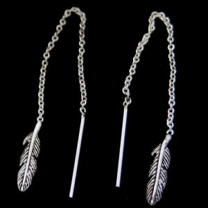 Feather threader earrings