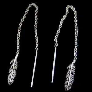 Feather threader earrings