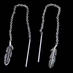 Feather thread earrings