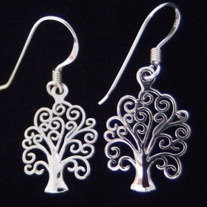 Silver tree life earrings