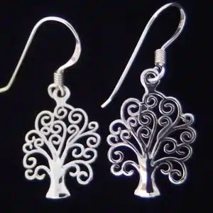 Silver tree life earrings