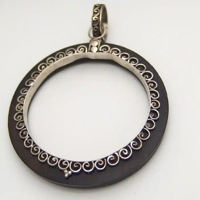 Wood Pendant Necklace Silver Wood necklace