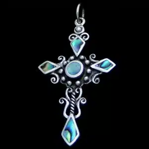 Silver shell cross necklace