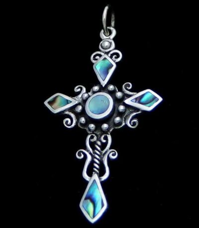 Silver shell cross necklace