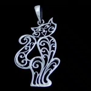 Sterling Silver cat necklace