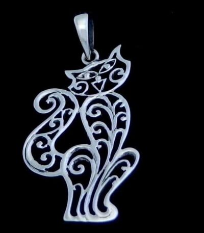 Sterling Silver cat necklace