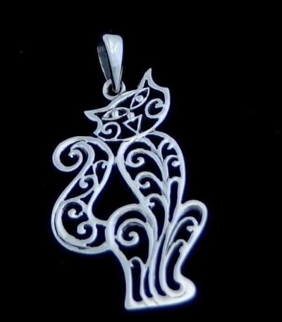 Sterling Silver cat necklace