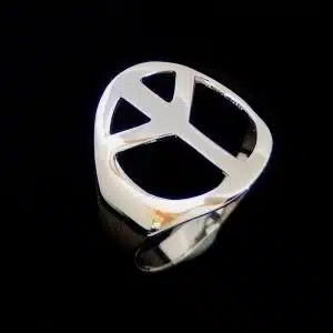 Silver CND peace symbol ring,