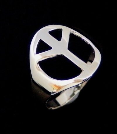 Silver CND peace symbol ring,