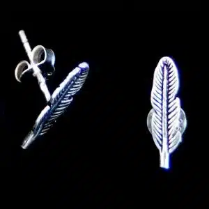 Silver feather stud earrings
