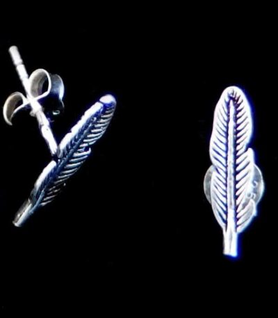 Silver feather stud earrings