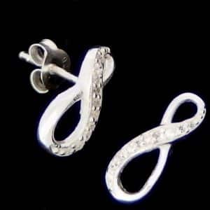 Sparkly infinity silver earrings