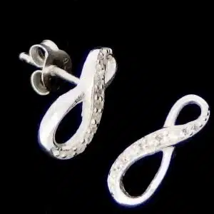 Sparkly infinity silver earrings