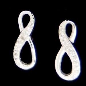 Sparkly infinity silver earrings