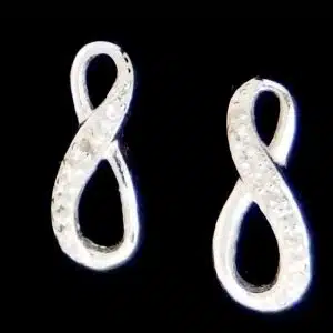 Sparkly infinity silver earrings