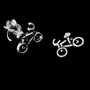 Silver Bicycle Stud Earring