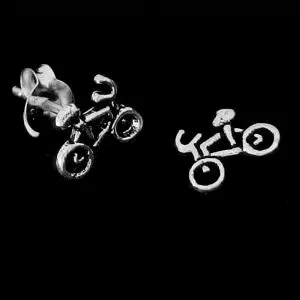 Silver Bicycle Stud Earring