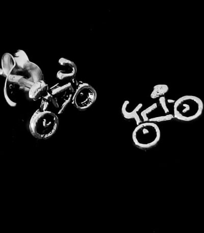 Silver Bicycle Stud Earring
