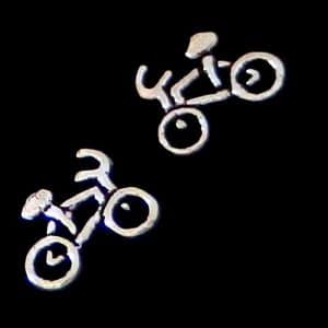 Silver bike earrings