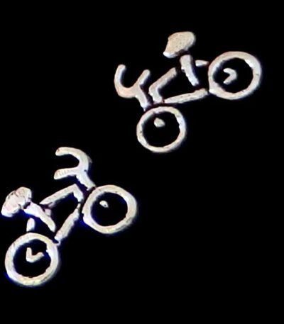 Silver bike earrings