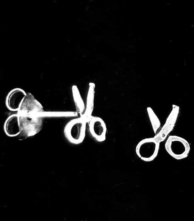 Silver hairdressing scissors earrings