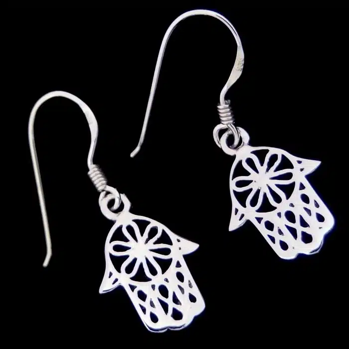 Silver Hand of Fatima Earrings Silver Hasma Earrings